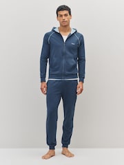 BOSS Blue Light Logo Zip Through Hoooded Jacket - Image 2 of 5