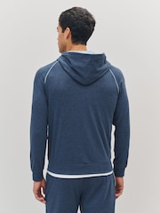 BOSS Blue Light Logo Zip Through Hoooded Jacket - Image 3 of 5