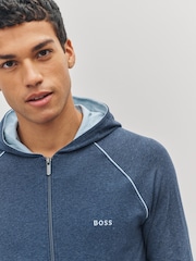 BOSS Blue Light Logo Zip Through Hoooded Jacket - Image 4 of 5