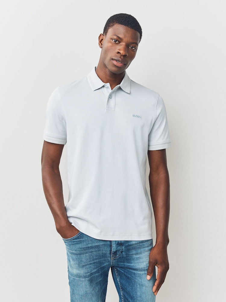 BOSS Grey Contrast Collar Polo Shirt - Image 1 of 4