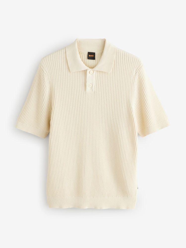 BOSS Yellow Akoppo Knitted Polo Shirt - Image 1 of 1