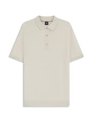 BOSS White Iannotti Knitted Polo Shirt - Image 1 of 1