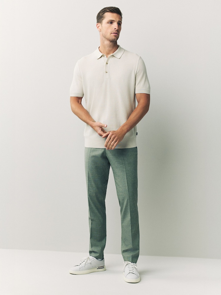 BOSS White Iannotti Knitted Polo Shirt - Image 2 of 6