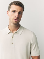 BOSS White Iannotti Knitted Polo Shirt - Image 4 of 6