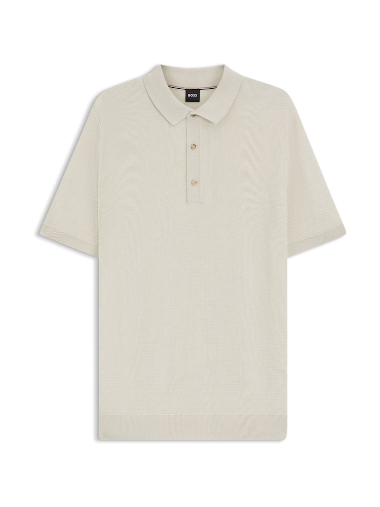 BOSS White Iannotti Knitted Polo Shirt - Image 6 of 6