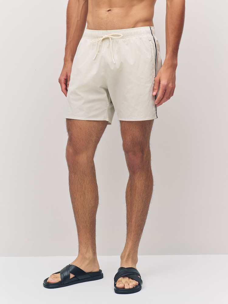 BOSS White Iconic Side Stripe Swim Shorts - Image 1 of 7 BOSS White Iconic Side Stripe Swim Shorts - Image 1 of 7