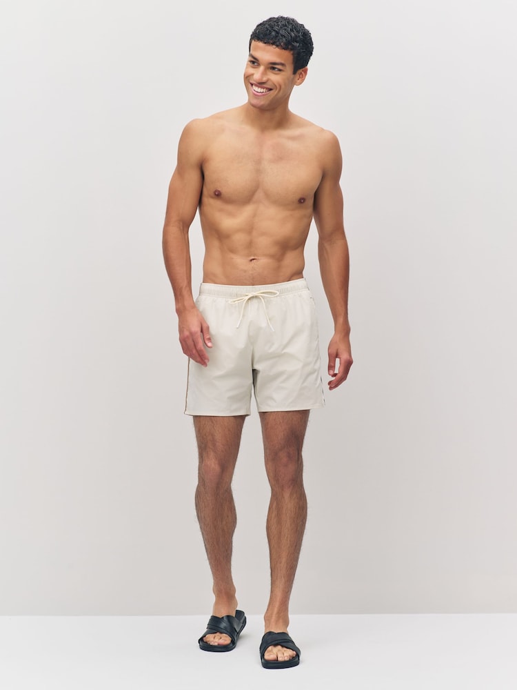BOSS White Iconic Side Stripe Swim Shorts - Image 2 of 7 BOSS White Iconic Side Stripe Swim Shorts - Image 2 of 7