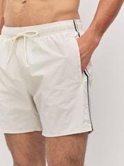 BOSS White Iconic Side Stripe Swim Shorts - Image 4 of 7
