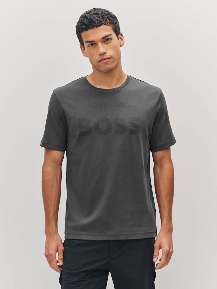 BOSS Grey Regular Fit Logo T-Shirt - Image 1 of 5 BOSS Grey Regular Fit Logo T-Shirt - Image 1 of 5