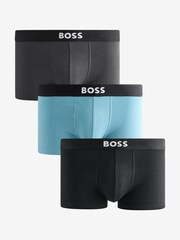 BOSS Dark Black One Logo Boxers Trunks 3 Pack - Image 1 of 4