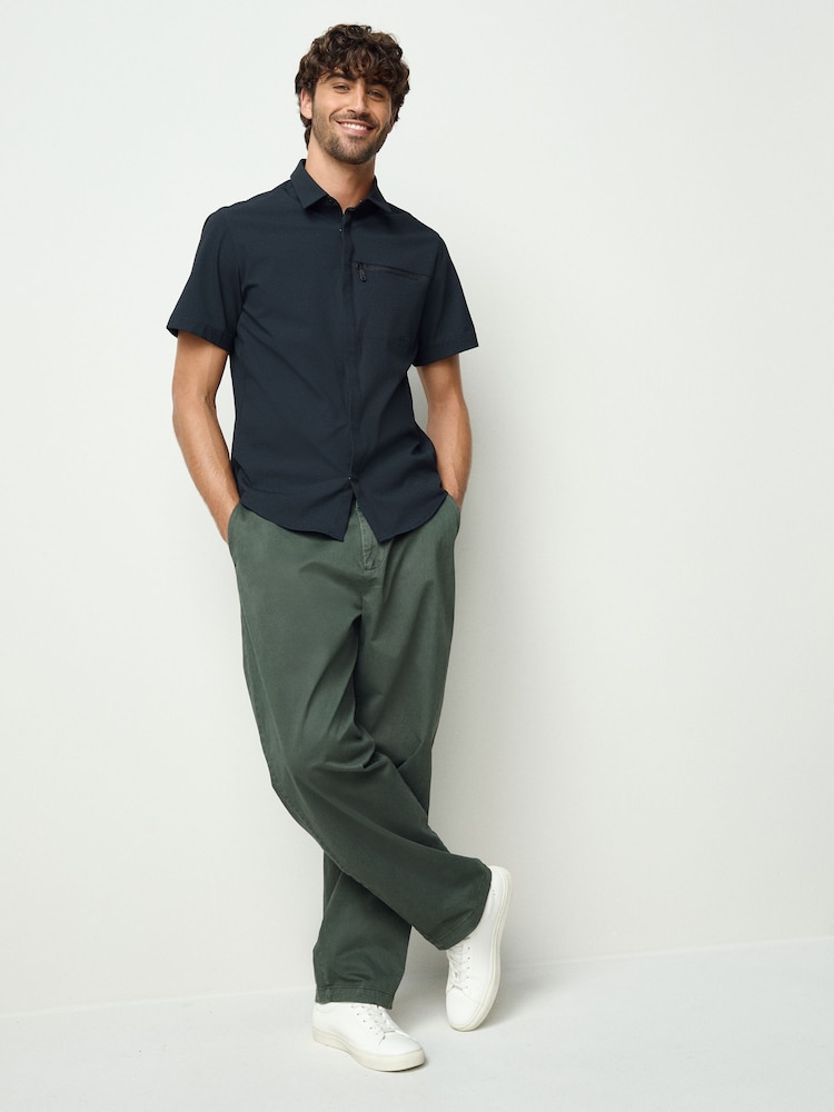 BOSS Black Logo Zip Detail Short Sleeve Shirt - Image 2 of 4 BOSS Black Logo Zip Detail Short Sleeve Shirt - Image 2 of 4