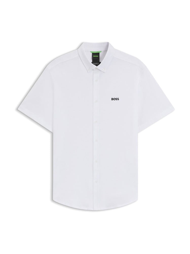 BOSS White Regular Fit Motion Short Sleeve Shirt - Image 1 of 1