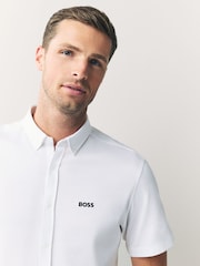 BOSS White Regular Fit Motion Short Sleeve Shirt - Image 4 of 5