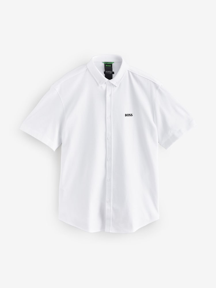 BOSS White Regular Fit Motion Short Sleeve Shirt - Image 5 of 5