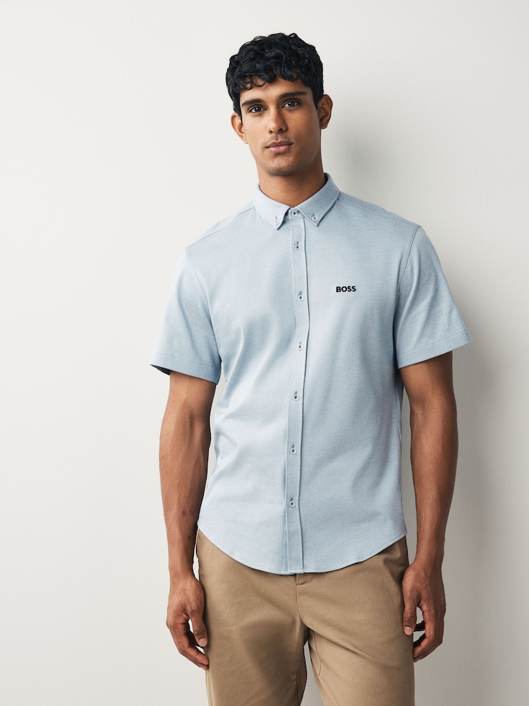 BOSS Grey Regular Fit Motion Short Sleeve Shirt - Image 1 of 5 BOSS Grey Regular Fit Motion Short Sleeve Shirt - Image 1 of 5
