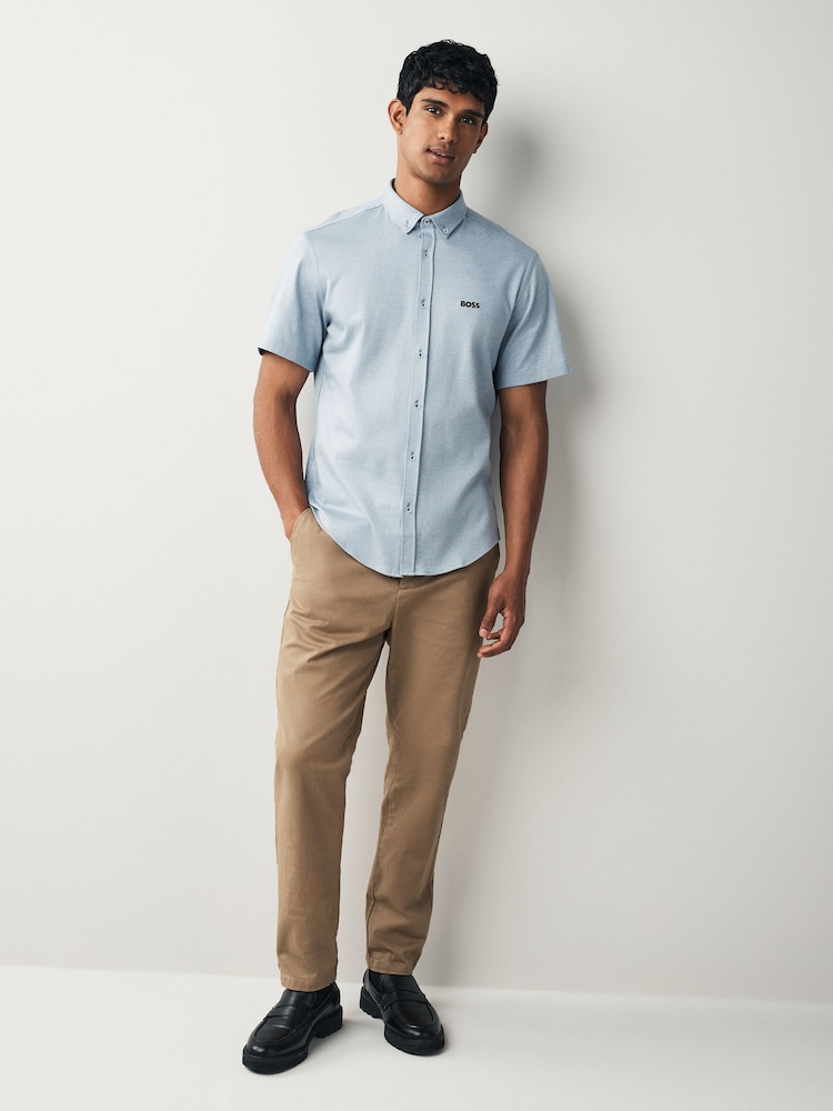 BOSS Grey Regular Fit Motion Short Sleeve Shirt - Image 2 of 5 BOSS Grey Regular Fit Motion Short Sleeve Shirt - Image 2 of 5