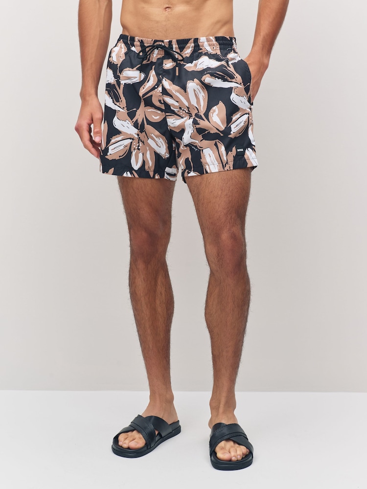 BOSS Black Chrome Piranha Printed Swim Shorts - Image 1 of 6 BOSS Black Chrome Piranha Printed Swim Shorts - Image 1 of 6