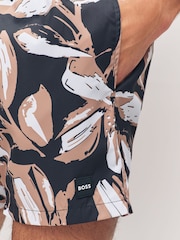 Schwarz Chrom - BOSS Piranha Printed Swim Shorts - Bild 4 von 6