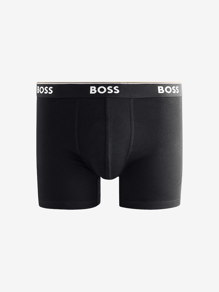 BOSS Black/Blue Power Logo Boxer Trunks 3 Pack - Image 2 of 4