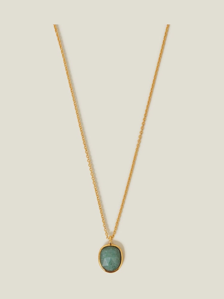 Angels By Accessorize Gold 14ct Aventurine Pendant Necklace - Image 1 of 1