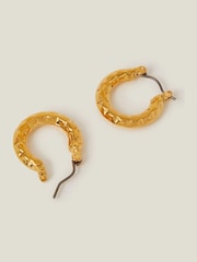 Angels By Accessorize Gold 14ct Plated Diamond Cut Horseshoe Hoop Earrings - Image 1 of 2