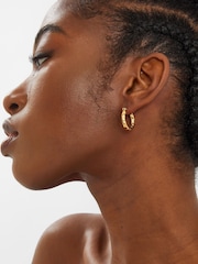 Angels By Accessorize Gold 14ct Plated Diamond Cut Horseshoe Hoop Earrings - Image 2 of 2