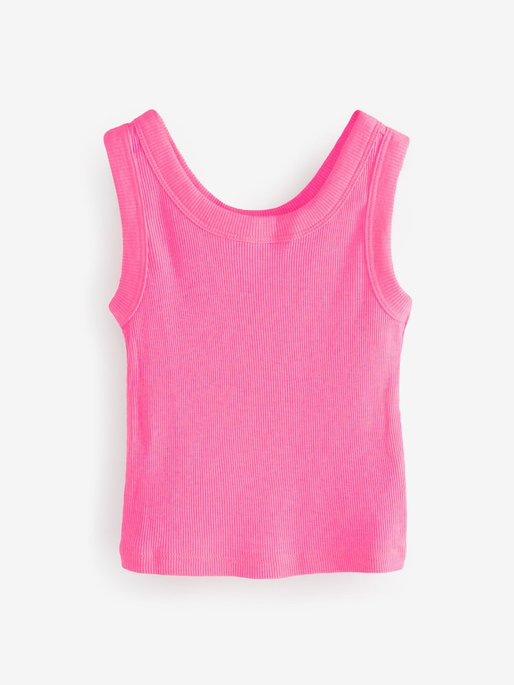 Gap Pink Cotton Ribbed Sleeveless Vest Top (4-13yrs) - Image 1 of 4