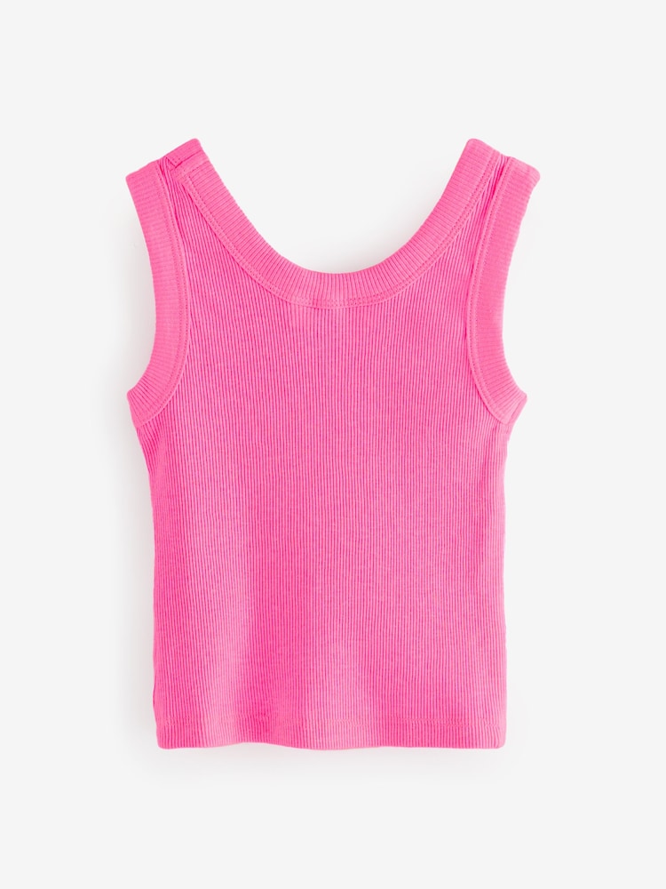 Gap Pink Cotton Ribbed Sleeveless Vest Top (4-13yrs) - Image 2 of 4