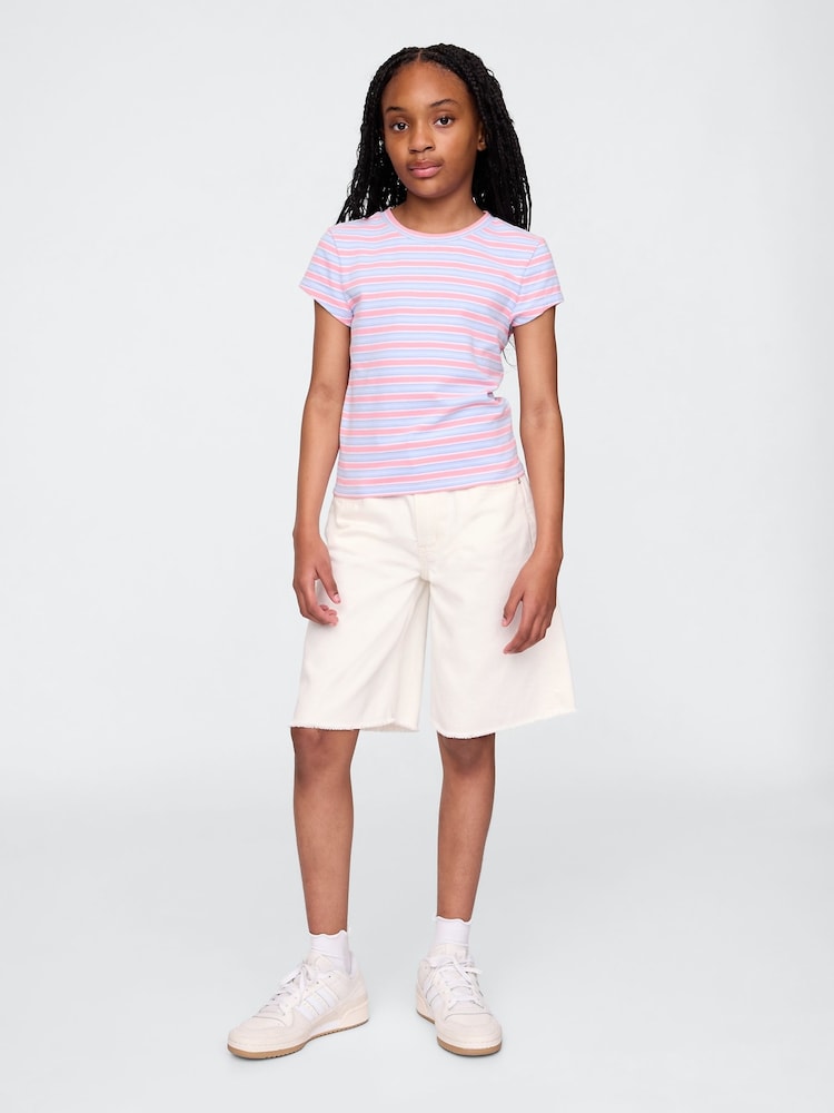 Gap White Mid Waist Longline Denim Shorts (4-13yrs) - Image 1 of 5