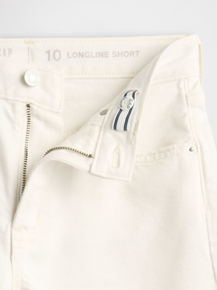 Gap White Mid Waist Longline Denim Shorts (4-13yrs) - Image 5 of 5 Gap White Mid Waist Longline Denim Shorts (4-13yrs) - Image 5 of 5