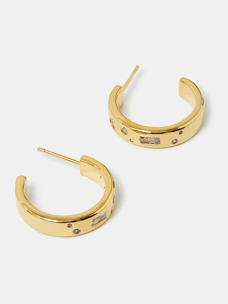 Angels By Accessorize 14ct Plated Sparkle Chunky Hoop Earrings - Imagen 1 de 2 Angels By Accessorize 14ct Plated Sparkle Chunky Hoop Earrings - Imagen 1 de 2