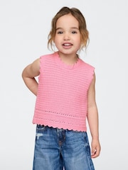 Розовый - Gap Scalloped Sleeveless Crochet Top (6mths-5yrs) - Изображение 1 из 4