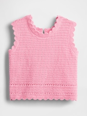 Розовый - Gap Scalloped Sleeveless Crochet Top (6mths-5yrs) - Изображение 2 из 4
