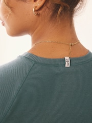 self. Teal Blue Fitted Rib T-Shirt - Image 5 of 8