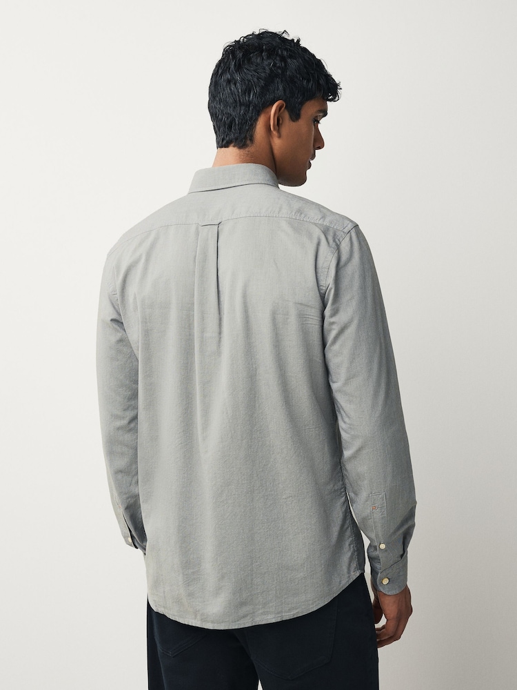 Gris - BOSS Regular Fit Button Down Cotton Shirt - Imagen 2 de 5