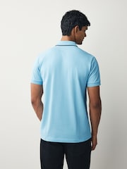 BOSS Blue Tipped Zip Neck Polo Shirt - Image 2 of 5