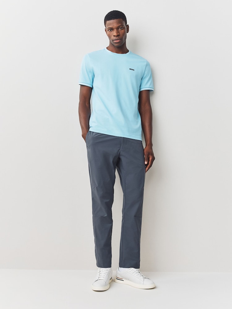 BOSS Blue Taul Tipped Regular Fit Logo T-Shirt - Image 2 of 4 BOSS Blue Taul Tipped Regular Fit Logo T-Shirt - Image 2 of 4