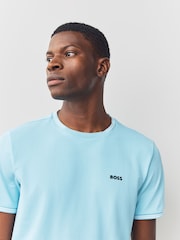 BOSS Blue Taul Tipped Regular Fit Logo T-Shirt - Image 4 of 4