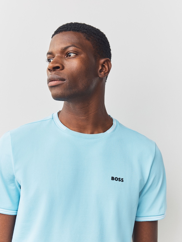BOSS Blue Taul Tipped Regular Fit Logo T-Shirt - Image 4 of 4 BOSS Blue Taul Tipped Regular Fit Logo T-Shirt - Image 4 of 4