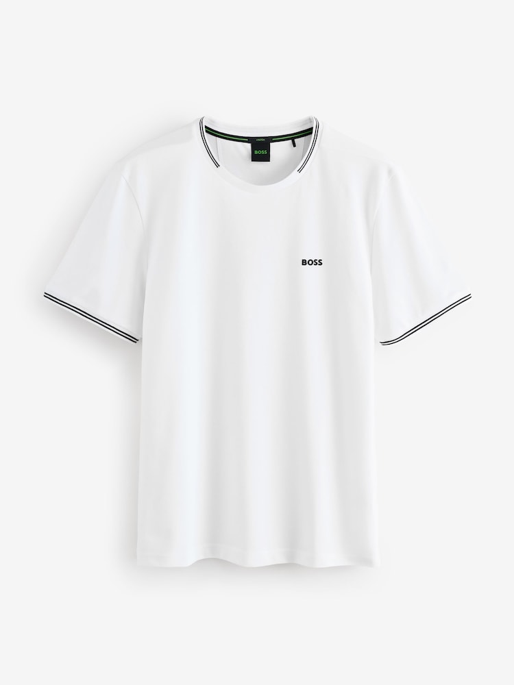 BOSS White Off Taul Tipped Regular Fit Logo T-Shirt - Image 1 of 1 BOSS White Off Taul Tipped Regular Fit Logo T-Shirt - Image 1 of 1
