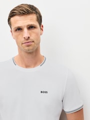 Blanco roto - BOSS Taul Tipped Regular Fit Logo T-Shirt - Imagen 5 de 6
