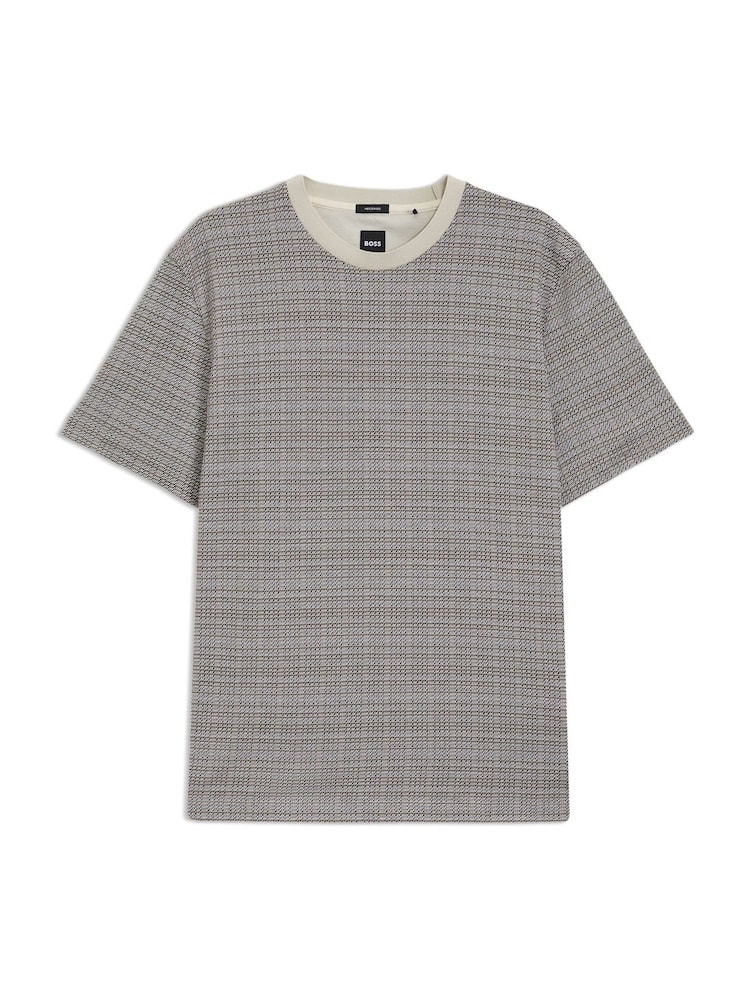 BOSS Grey Taut Check T-Shirt - Image 1 of 1