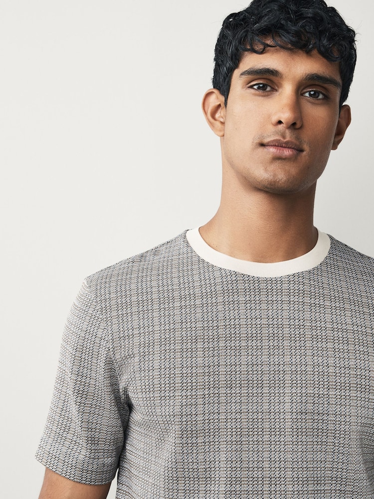 BOSS Grey Taut Check T-Shirt - Image 1 of 6 BOSS Grey Taut Check T-Shirt - Image 1 of 6