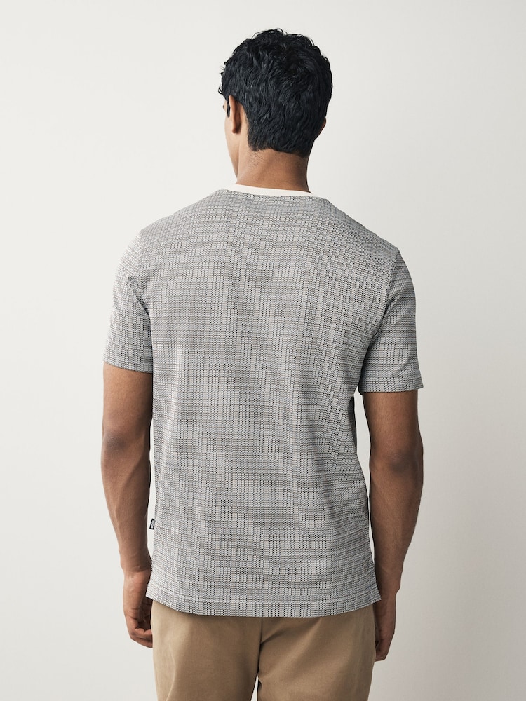 BOSS Grey Taut Check T-Shirt - Image 2 of 6 BOSS Grey Taut Check T-Shirt - Image 2 of 6