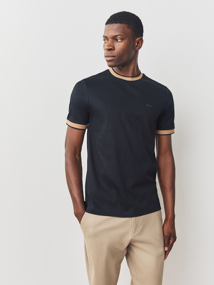 BOSS Black Regluar Fit Tessler Tipped T-Shirt - Image 1 of 6 BOSS Black Regluar Fit Tessler Tipped T-Shirt - Image 1 of 6