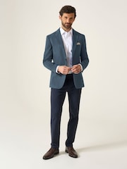 Skopes Blue Tailored Fit Padua Suede Effect Herringbone Jacket - Image 2 of 6