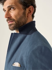 Skopes Blue Tailored Fit Padua Suede Effect Herringbone Jacket - Image 3 of 6