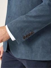 Skopes Blue Tailored Fit Padua Suede Effect Herringbone Jacket - Image 4 of 6