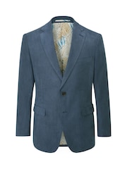 Skopes Blue Tailored Fit Padua Suede Effect Herringbone Jacket - Image 5 of 6