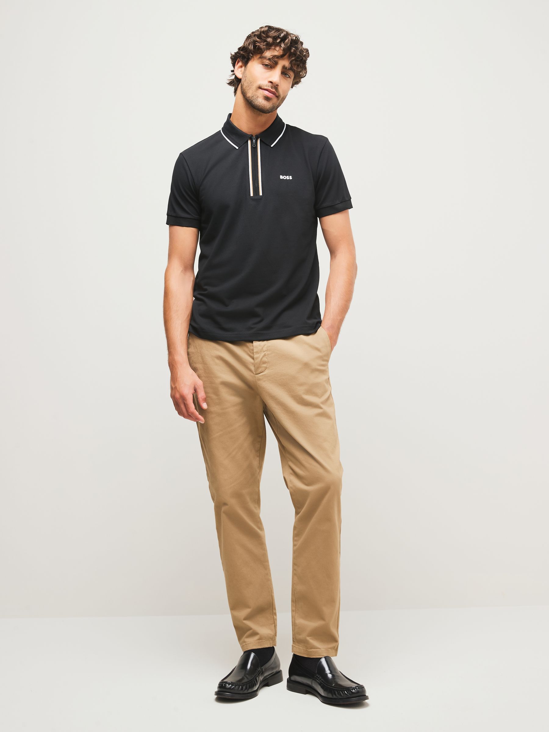 Buy BOSS Black Philix Tipped Zip Neck Polo Shirt from Next USA